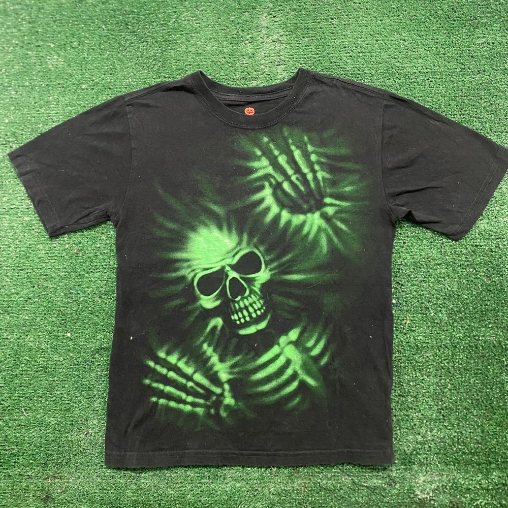 Halloween Skull Skeleton AOP T-Shirt Emo Cyber Goth Punk Big Print Bones